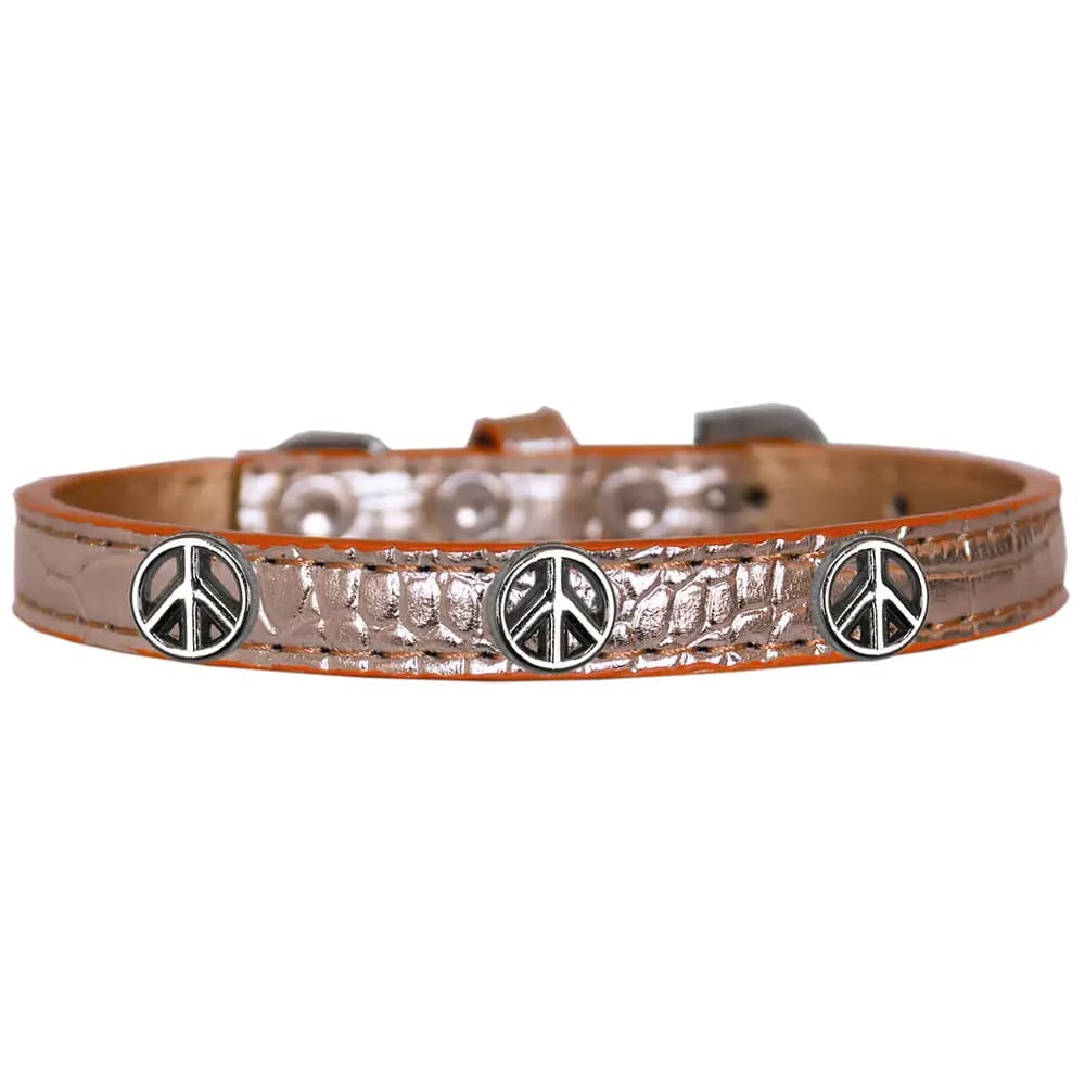 Peace Sign Widget Faux Croc Dog Collar - Dog Collars