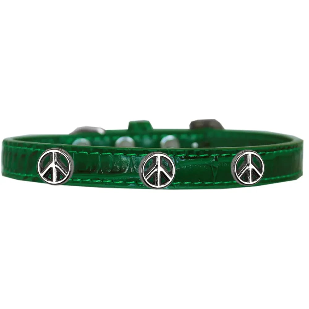 Peace Sign Widget Faux Croc Dog Collar - Dog Collars