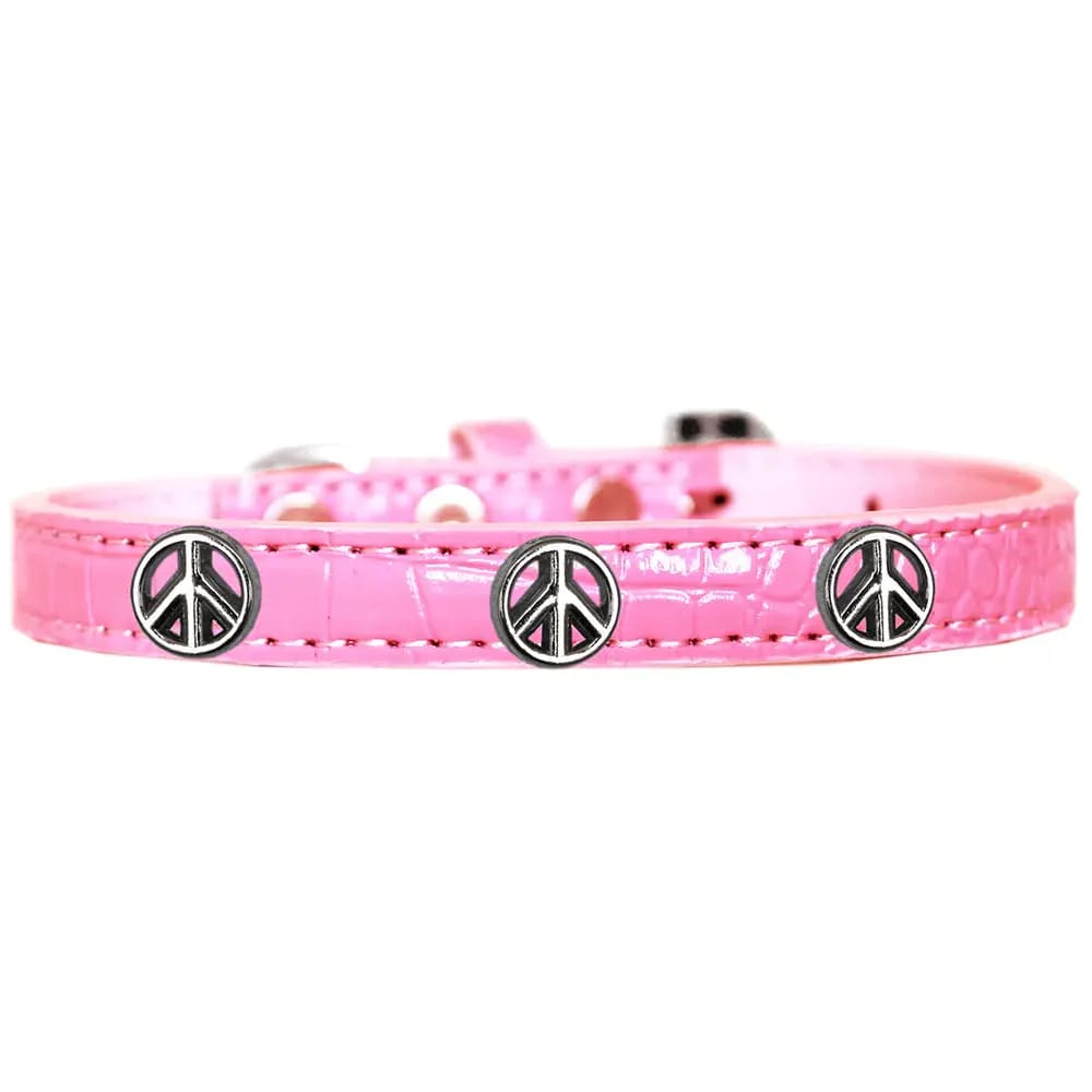 Peace Sign Widget Faux Croc Dog Collar - Dog Collars