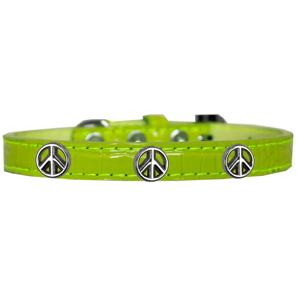 Peace Sign Widget Faux Croc Dog Collar - Dog Collars