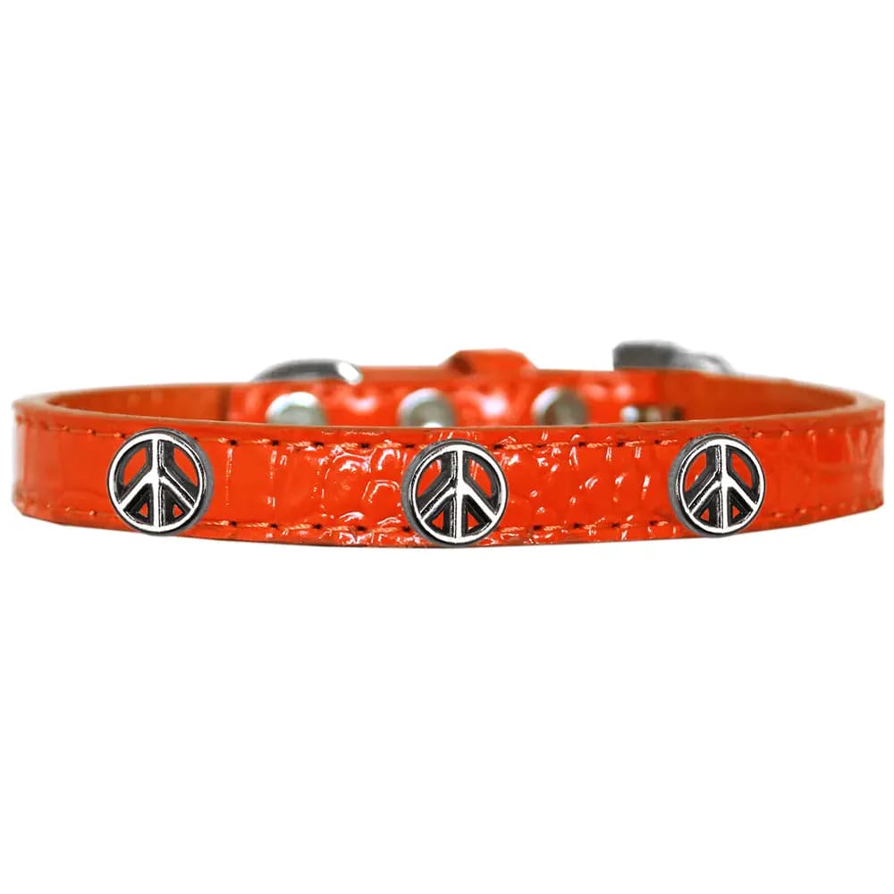 Peace Sign Widget Faux Croc Dog Collar - Dog Collars