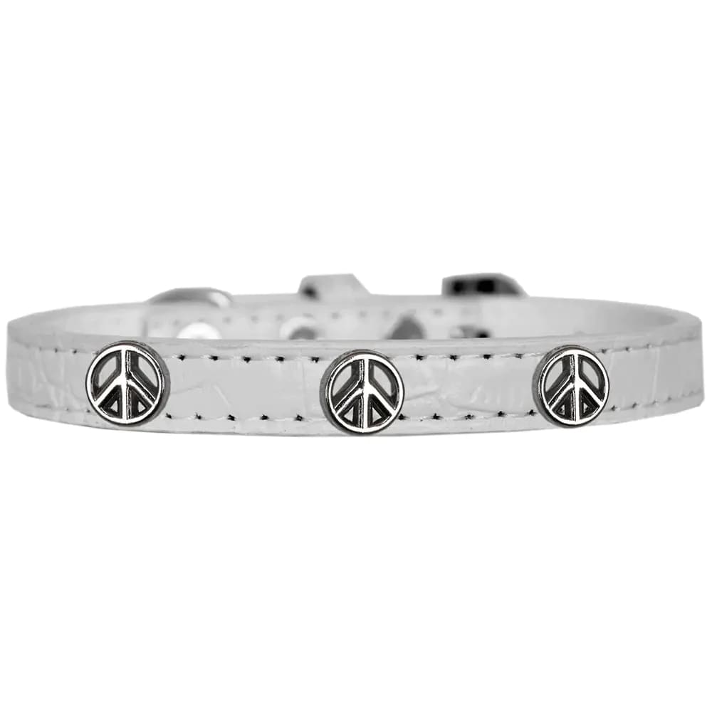 Peace Sign Widget Faux Croc Dog Collar - Dog Collars