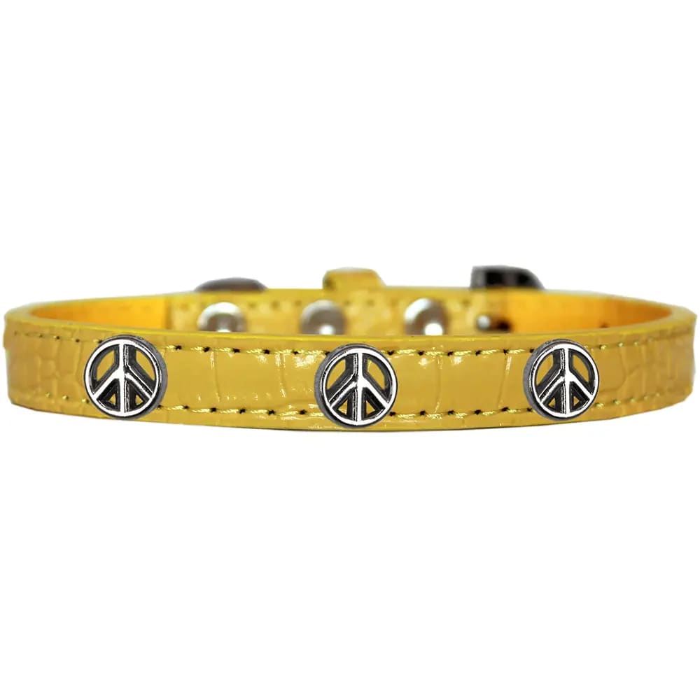 Peace Sign Widget Faux Croc Dog Collar - Dog Collars