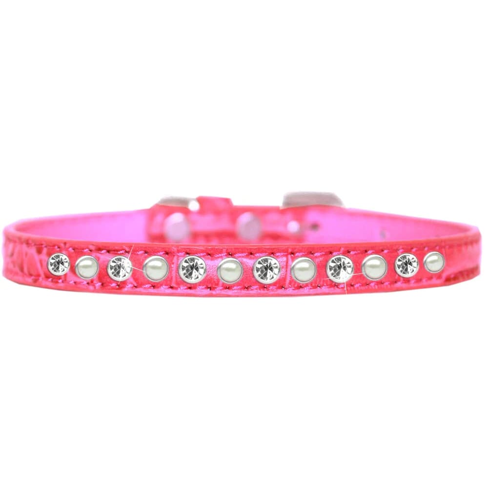 Pearl and Crystal One Row Dog (Puppy) Collar - Fits 5-7”