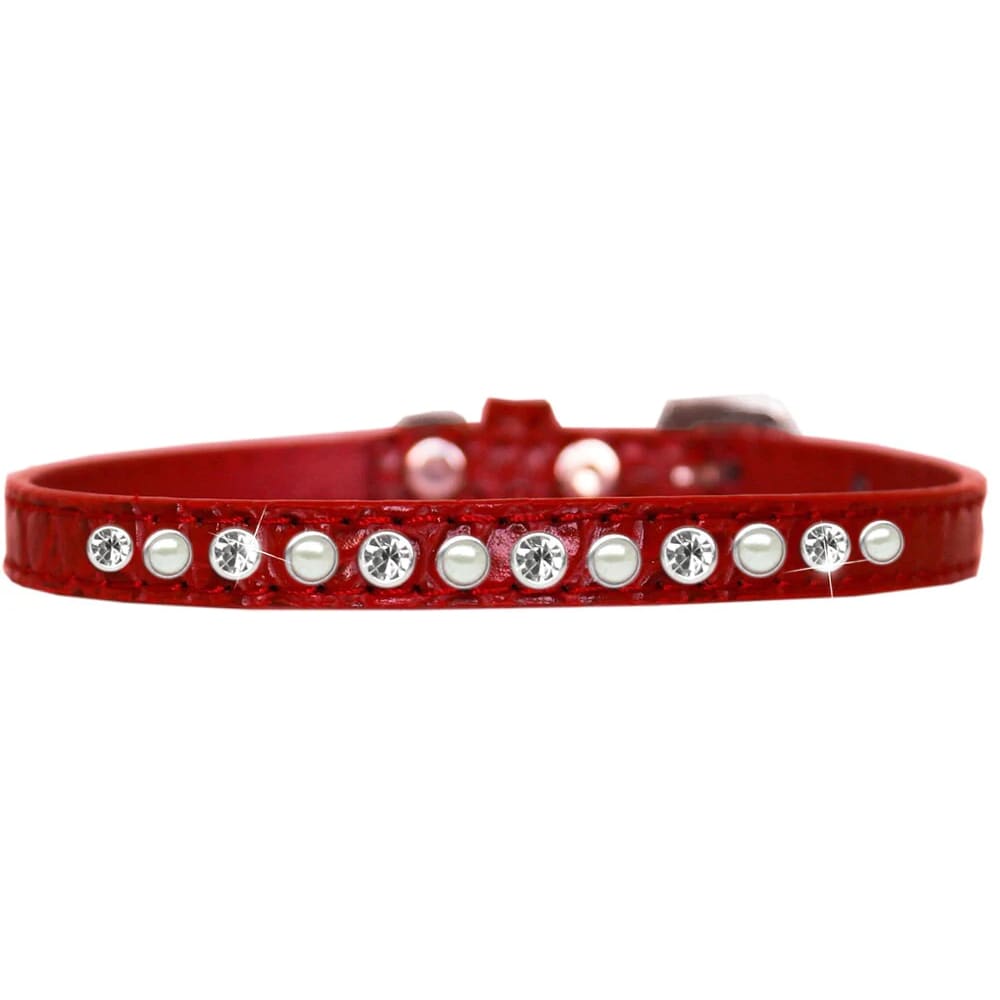 Pearl and Crystal One Row Dog (Puppy) Collar - Fits 5-7”