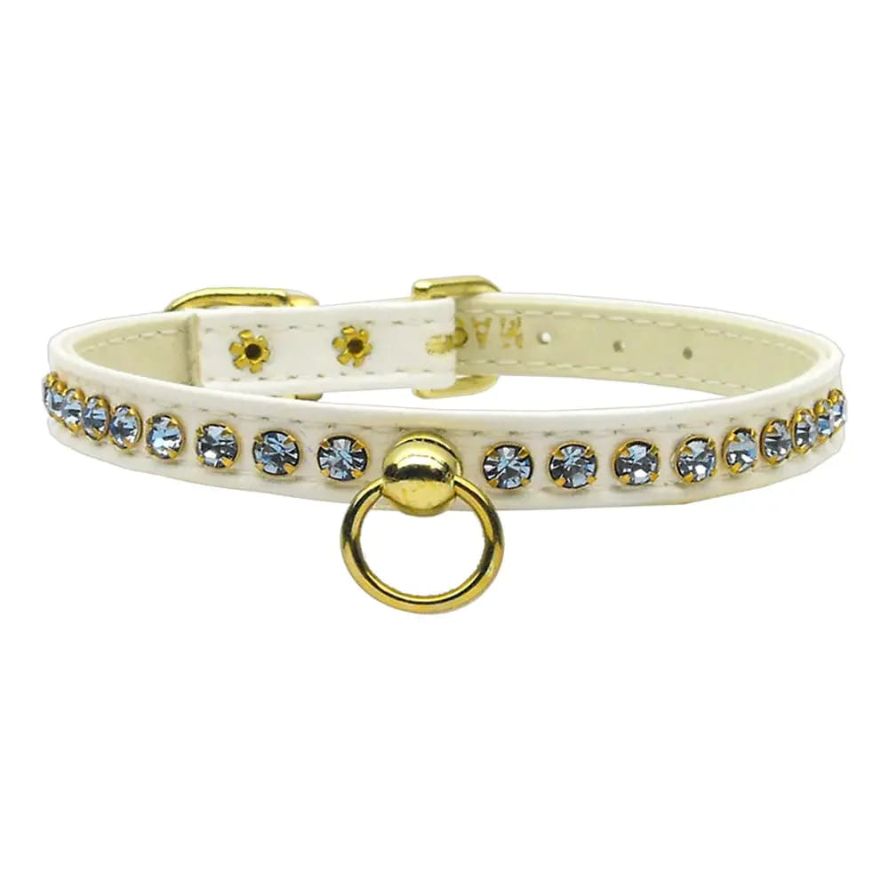 Petite White Colored Crystal Jewelry Set Dog Collar - Dog