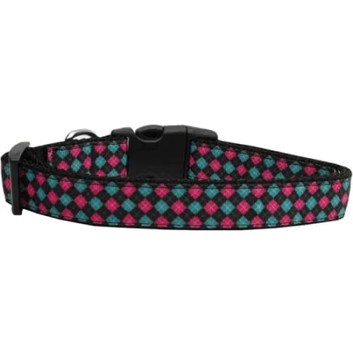 Pink And Blue Plaid Nylon Cat Collar - Cat Collars - Classic