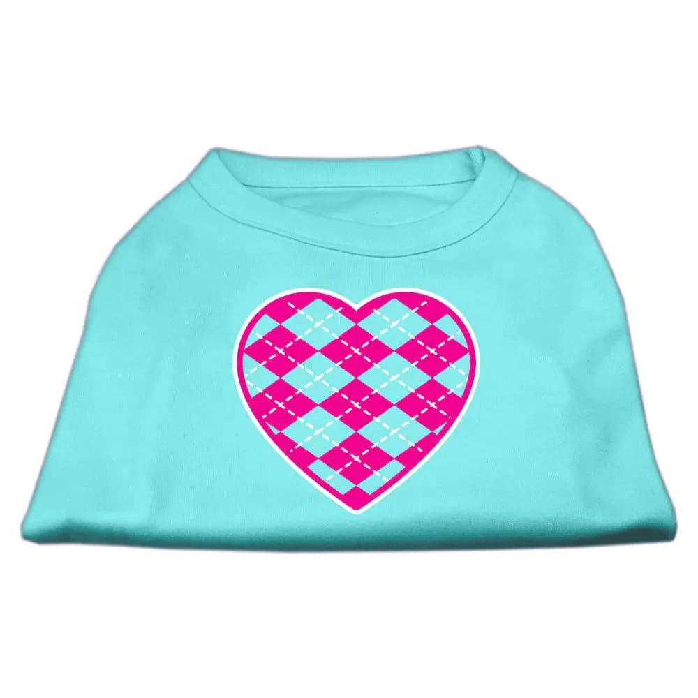 Pink Argyle Heart Screen Print Pet Shirt - Screen Print