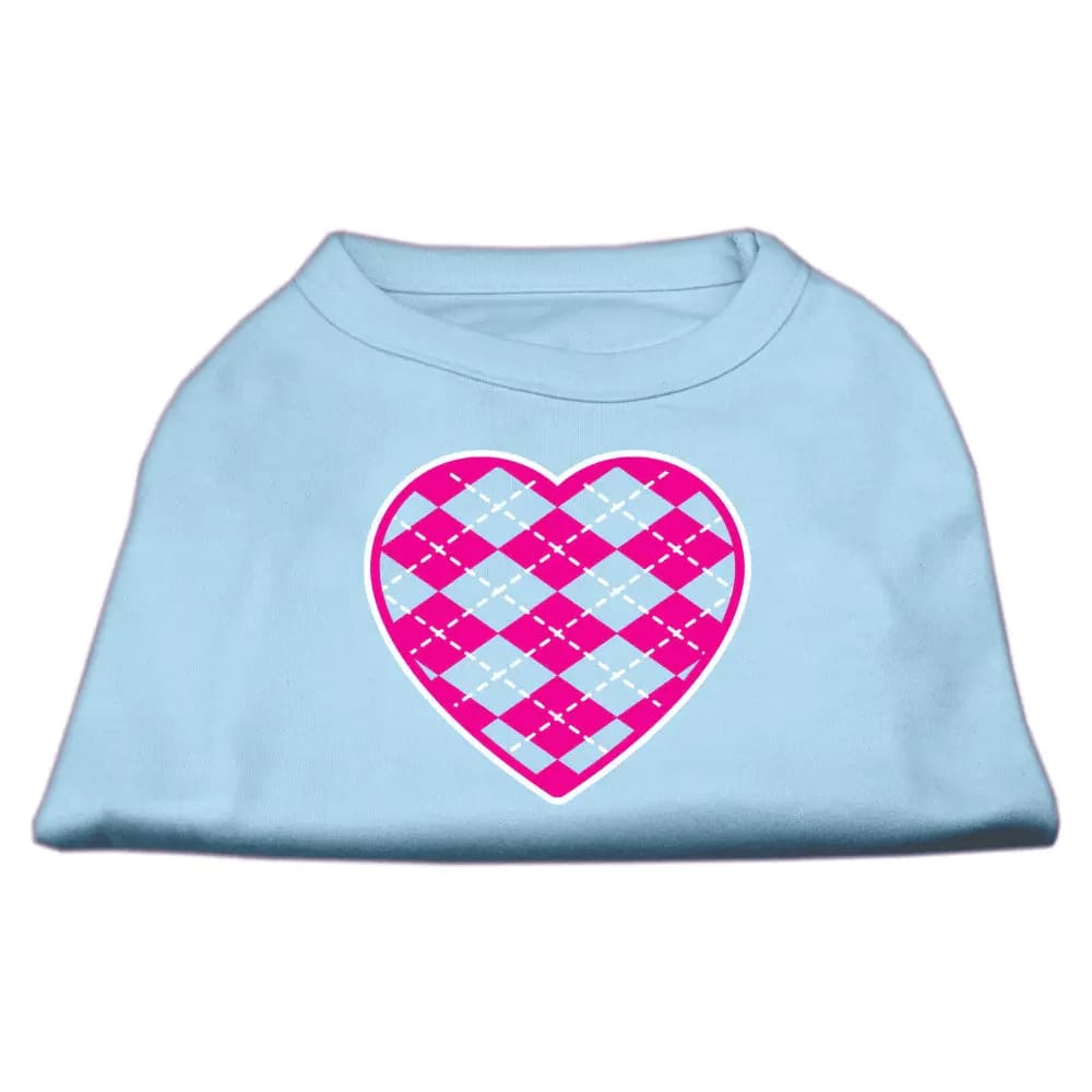 Pink Argyle Heart Screen Print Pet Shirt - Screen Print