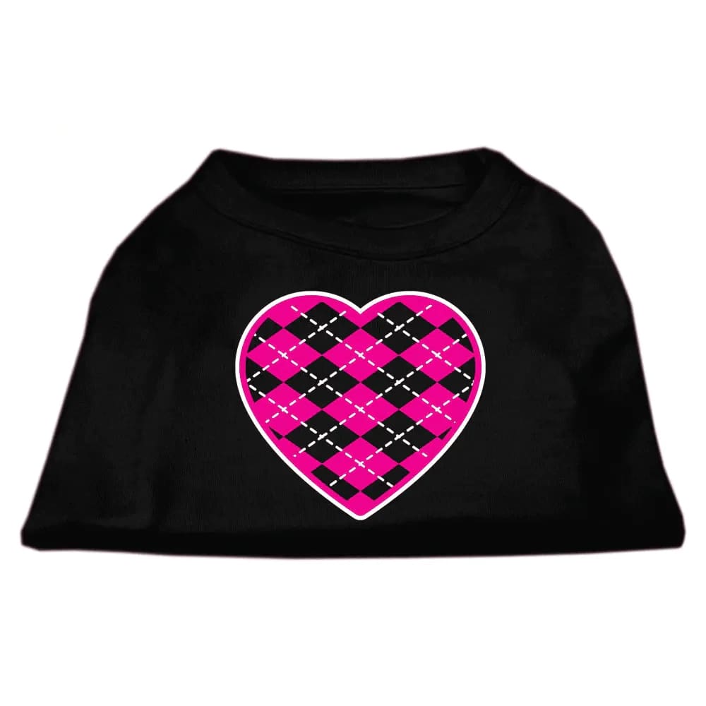 Pink Argyle Heart Screen Print Pet Shirt - Screen Print