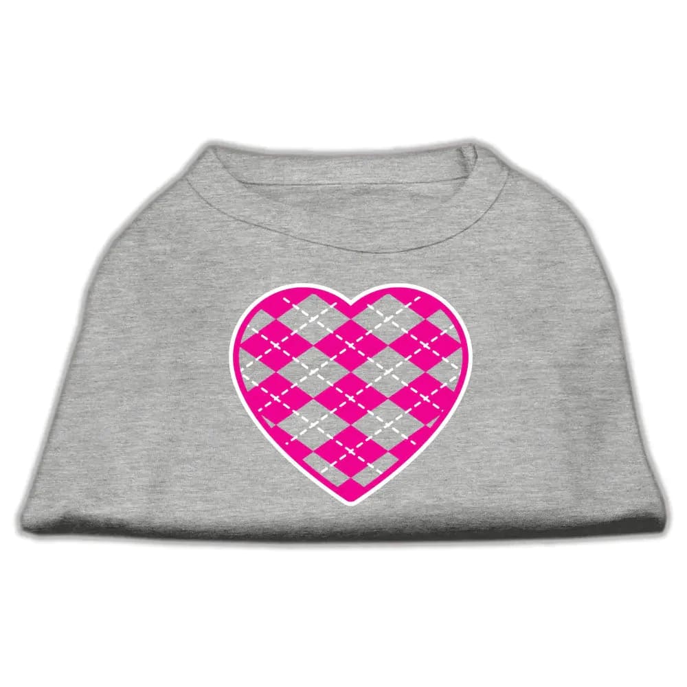 Pink Argyle Heart Screen Print Pet Shirt - Screen Print