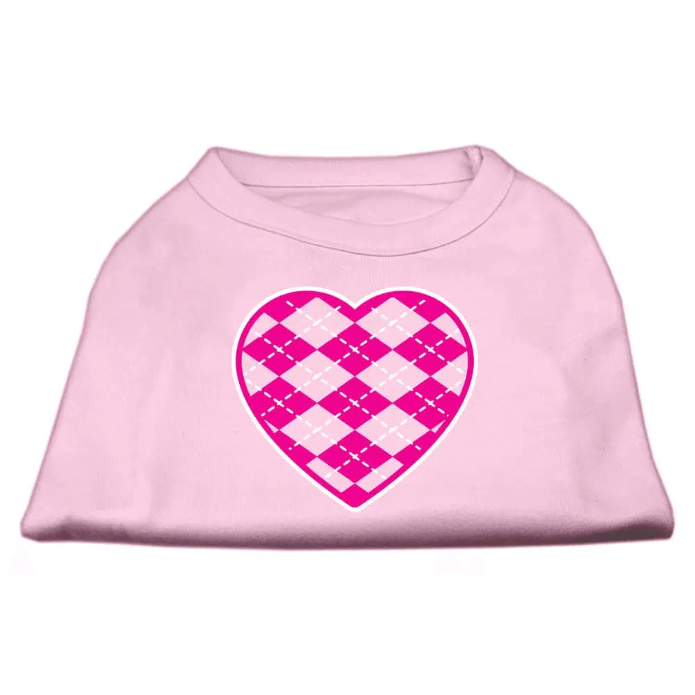 Pink Argyle Heart Screen Print Pet Shirt - Screen Print