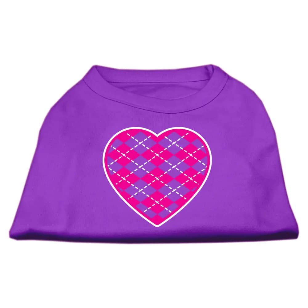 Pink Argyle Heart Screen Print Pet Shirt - Screen Print