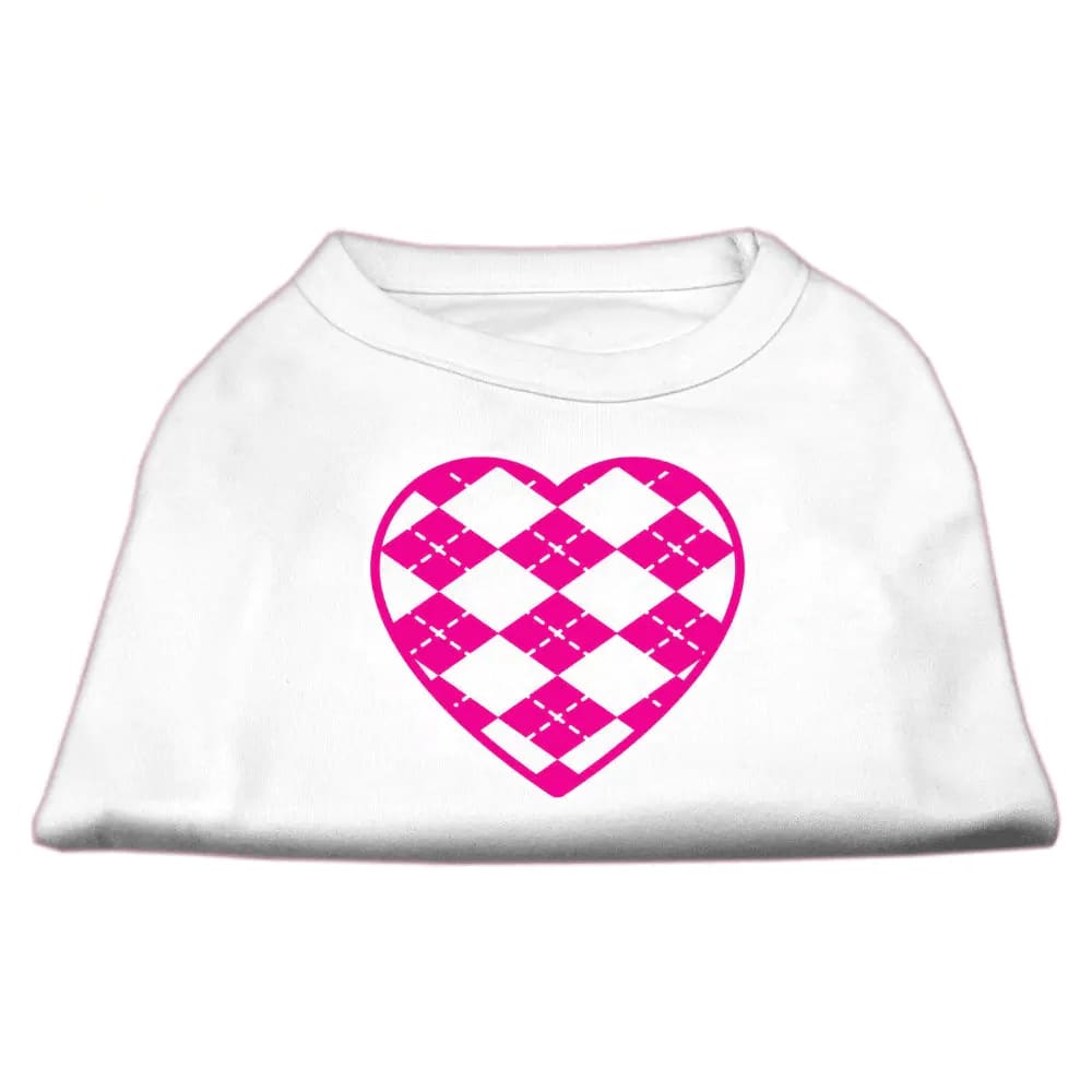 Pink Argyle Heart Screen Print Pet Shirt - Screen Print