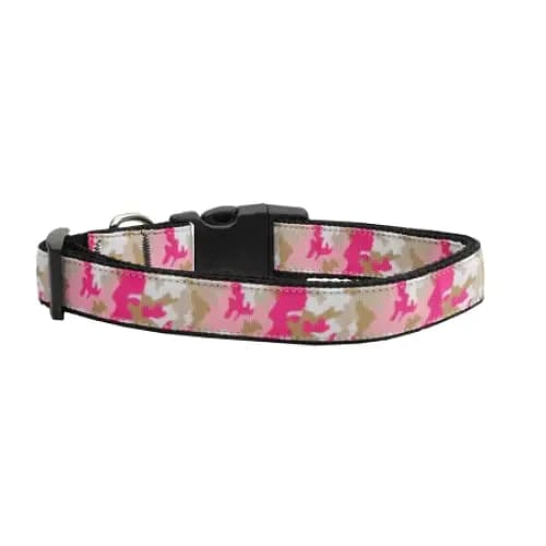 Pink Camo Nylon Dog Collar & Leash - Dog Collars - Nylon