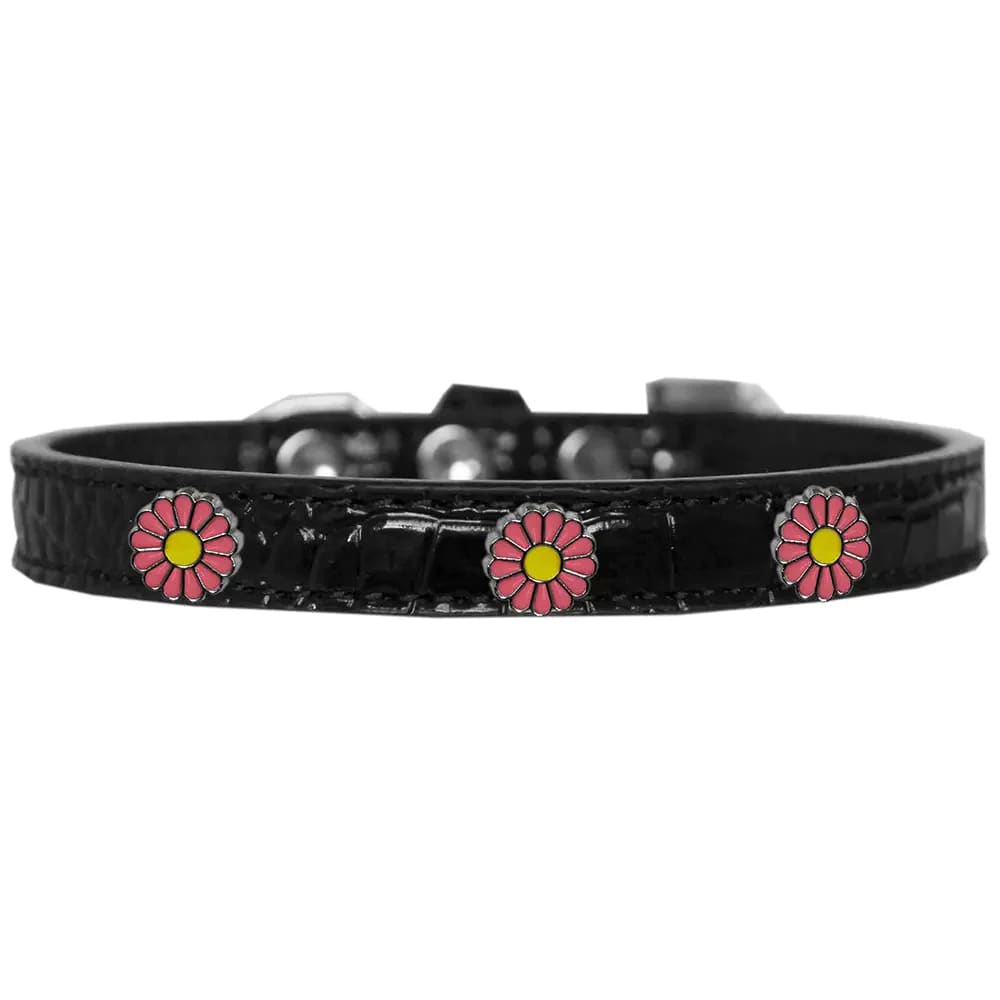 Pink Daisy Widget Croc Dog Collar - Dog Collars - Designer