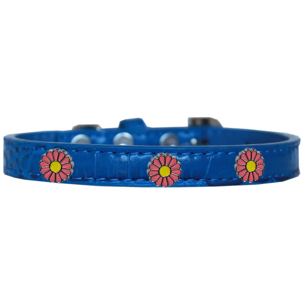 Pink Daisy Widget Croc Dog Collar - Dog Collars - Designer