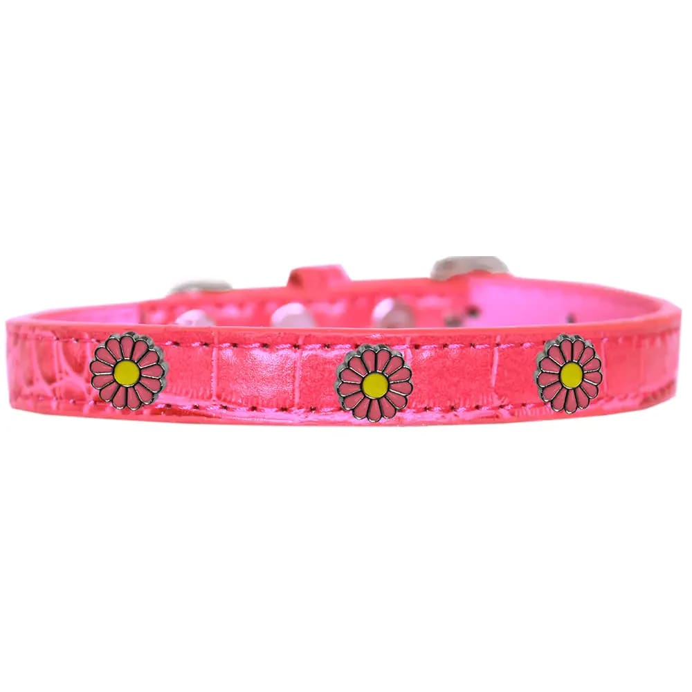 Pink Daisy Widget Croc Dog Collar - Dog Collars - Designer