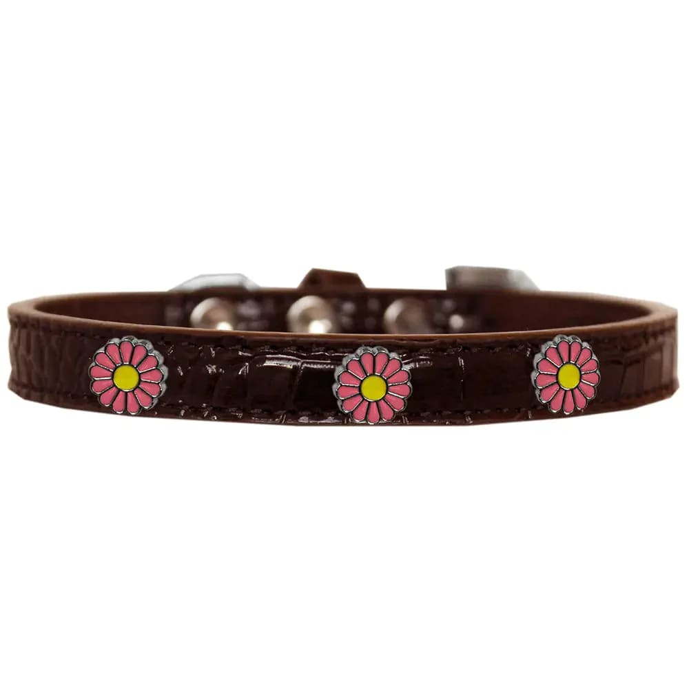 Pink Daisy Widget Croc Dog Collar - Dog Collars - Designer