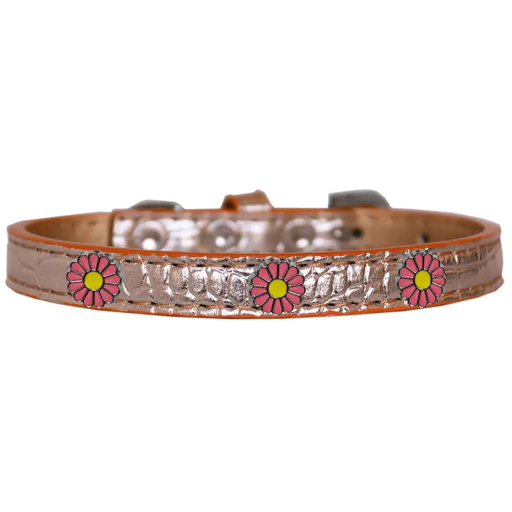 Pink Daisy Widget Croc Dog Collar - Dog Collars - Designer