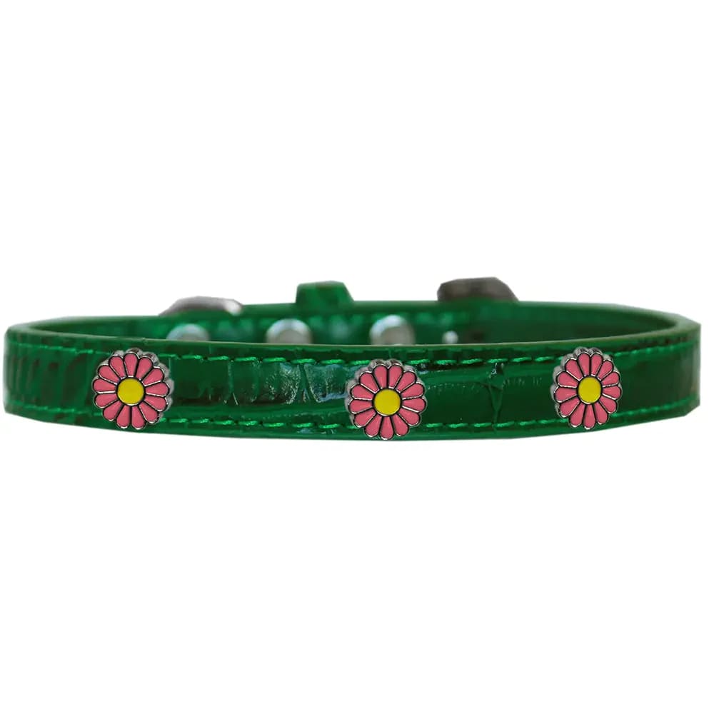 Pink Daisy Widget Croc Dog Collar - Dog Collars - Designer