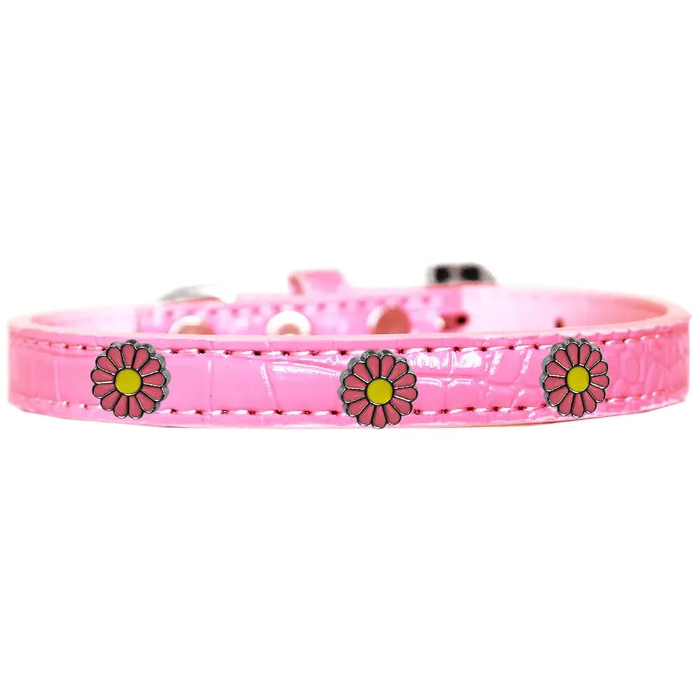 Pink Daisy Widget Croc Dog Collar - Dog Collars - Designer