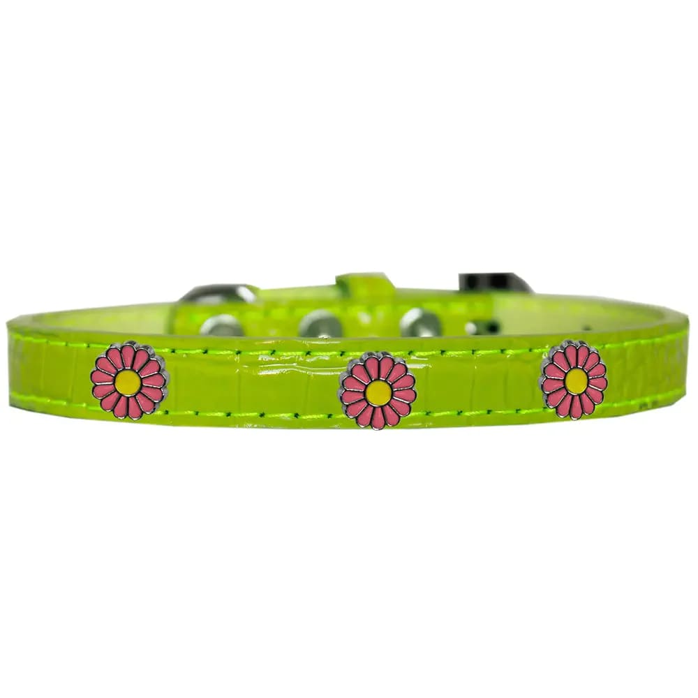 Pink Daisy Widget Croc Dog Collar - Dog Collars - Designer