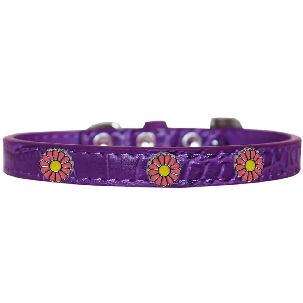 Pink Daisy Widget Croc Dog Collar - Dog Collars - Designer