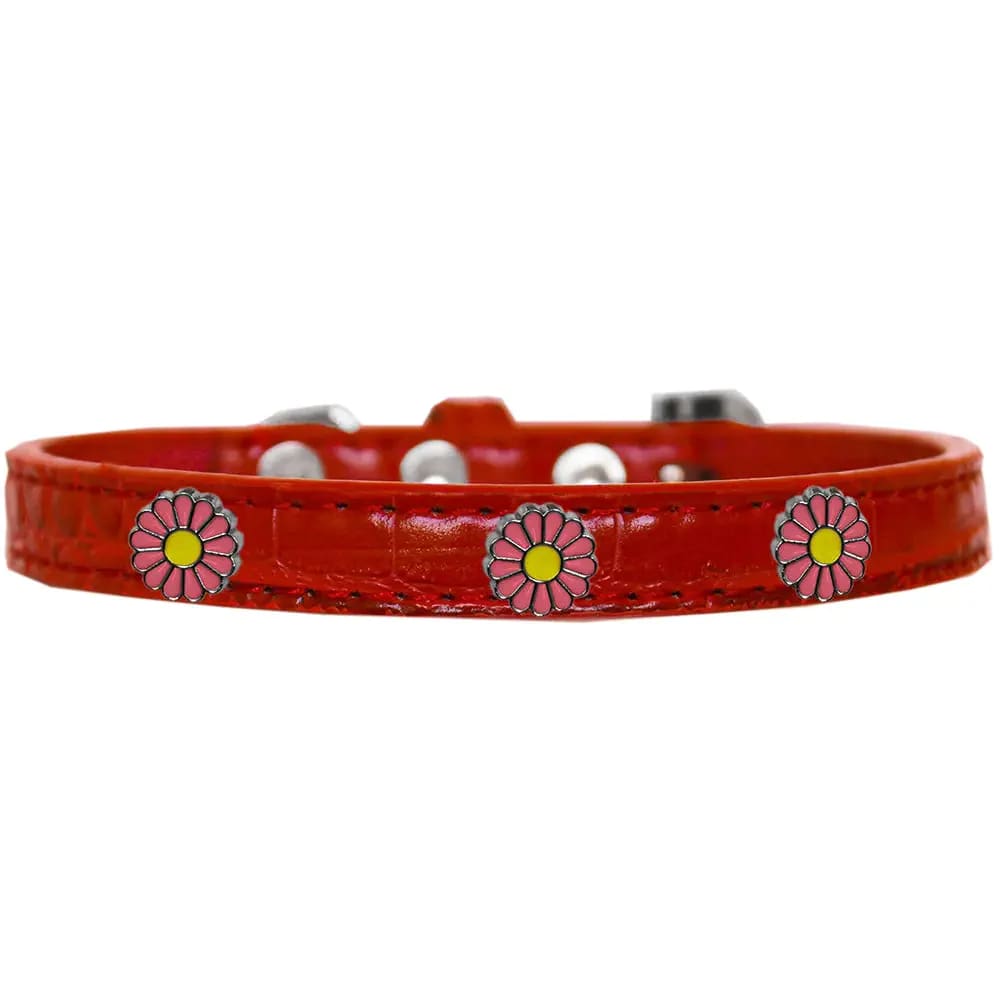 Pink Daisy Widget Croc Dog Collar - Dog Collars - Designer