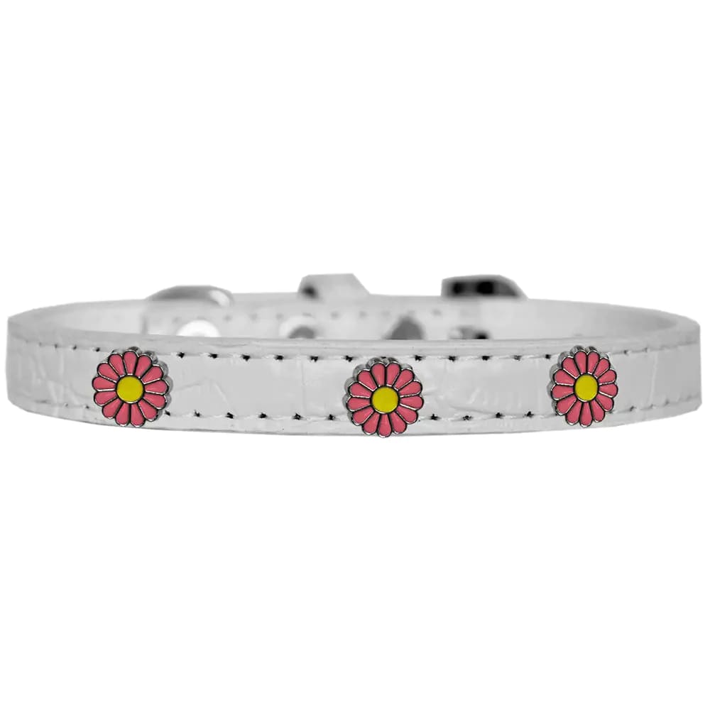 Pink Daisy Widget Croc Dog Collar - Dog Collars - Designer