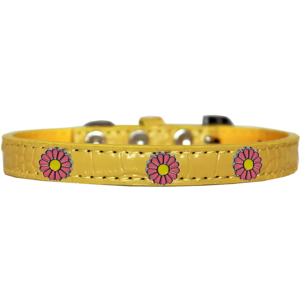 Pink Daisy Widget Croc Dog Collar - Dog Collars - Designer