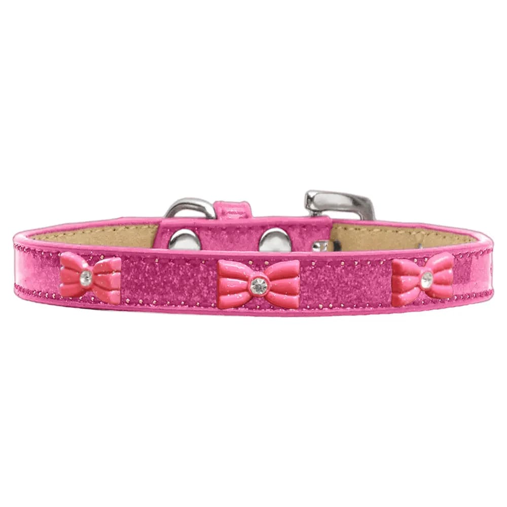 Pink Glitter Bow Widget Dog Collar Ice Cream - Dog Collars