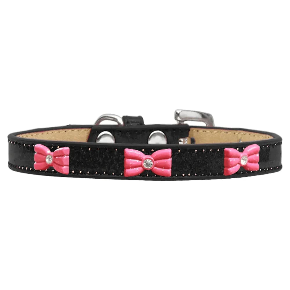 Pink Glitter Bow Widget Dog Collar Ice Cream - Dog Collars