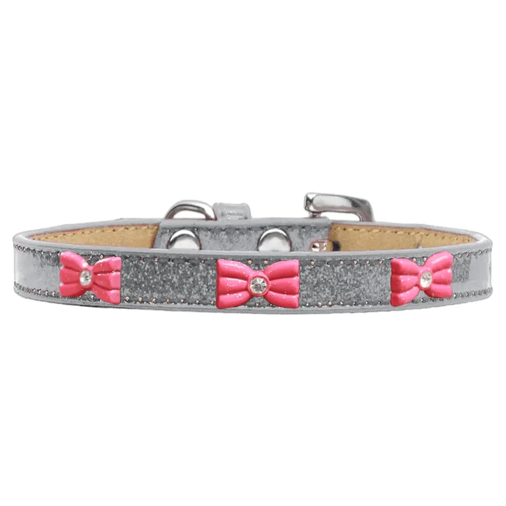 Pink Glitter Bow Widget Dog Collar Ice Cream - Dog Collars