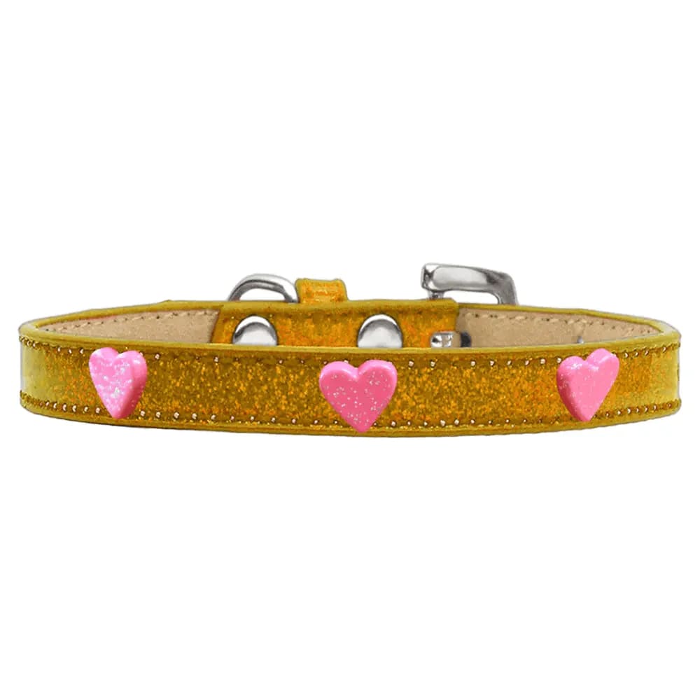 Pink Glitter Heart Widget Dog Collar Ice Cream - Dog