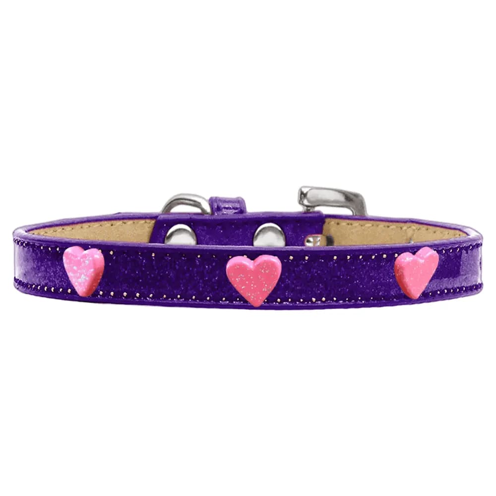 Pink Glitter Heart Widget Dog Collar Ice Cream - Dog