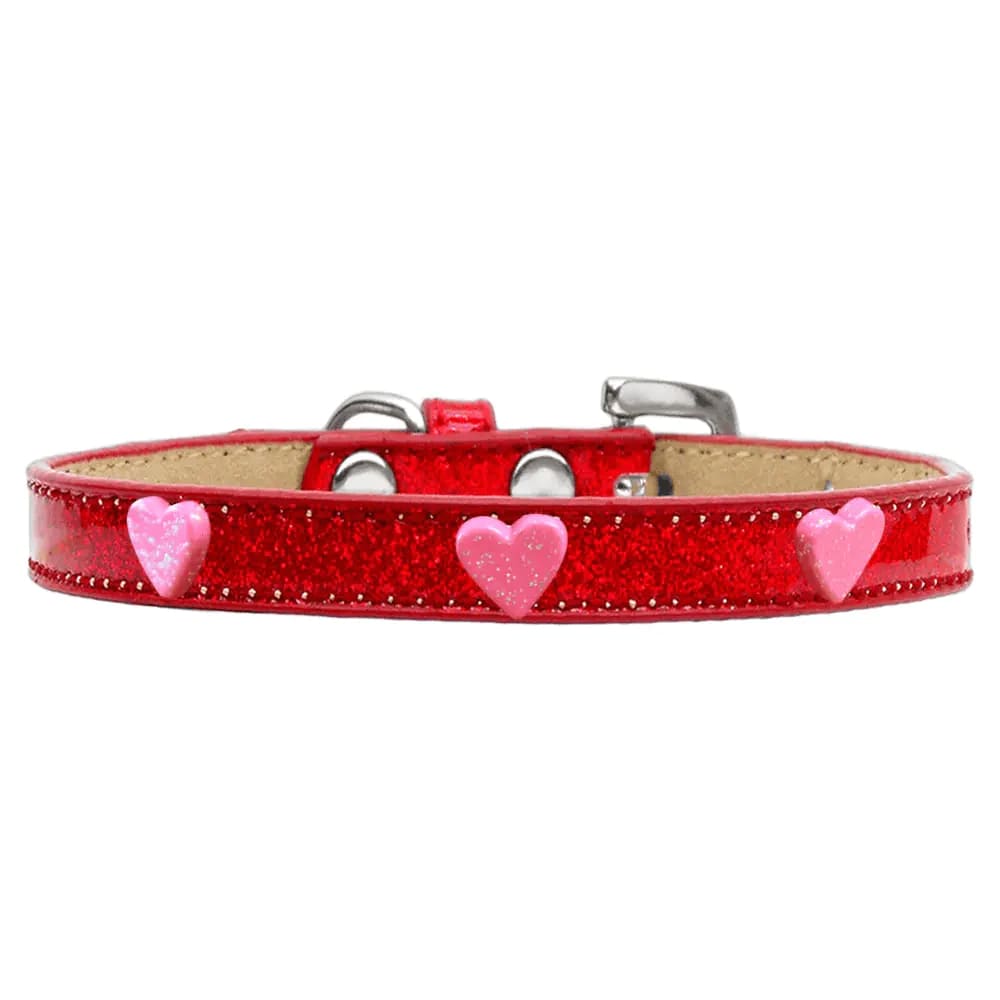 Pink Glitter Heart Widget Dog Collar Ice Cream - Dog