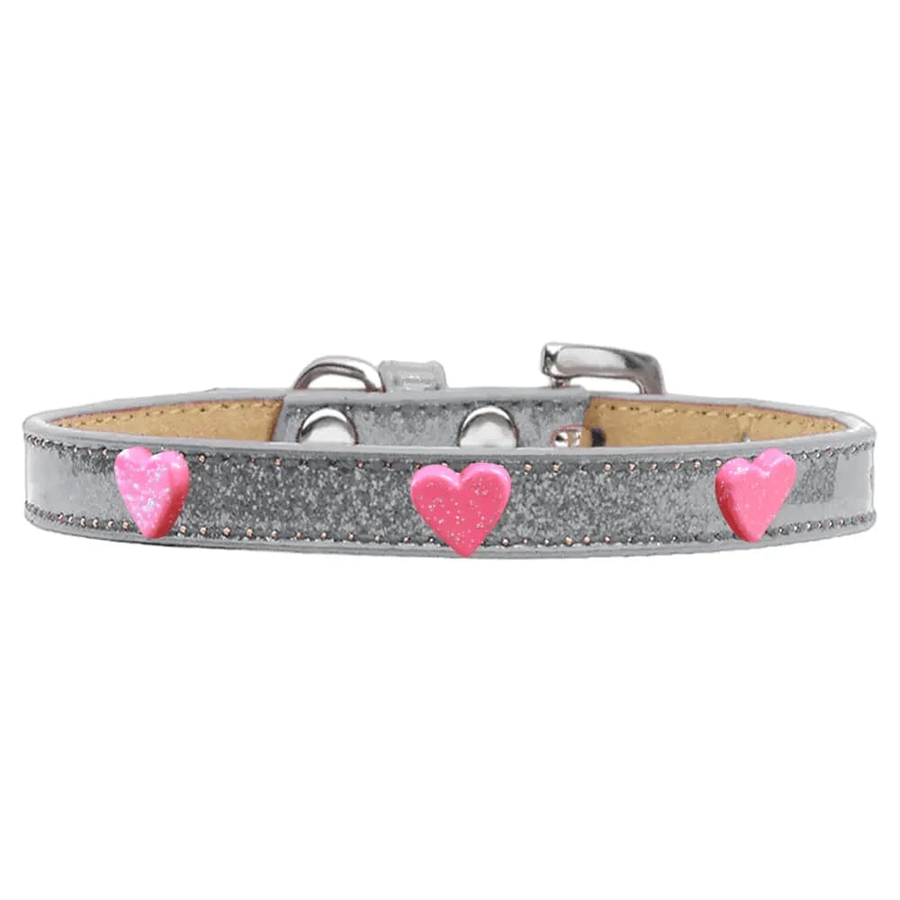 Pink Glitter Heart Widget Dog Collar Ice Cream - Dog