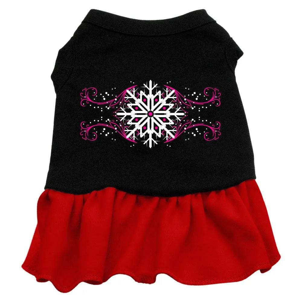 Pink Snowflake Screen Print Pet Dress - Screen Print Dog