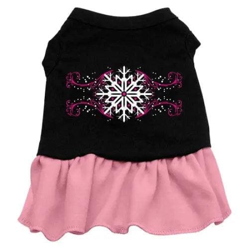 Pink Snowflake Screen Print Pet Dress - Screen Print Dog