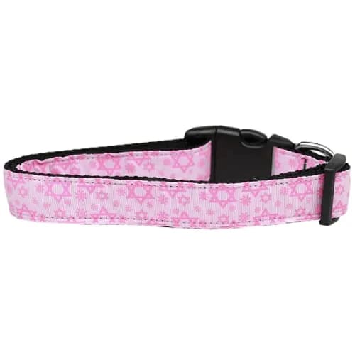 Pink Star of David Nylon Dog Collars and Leashes - Hanukkah