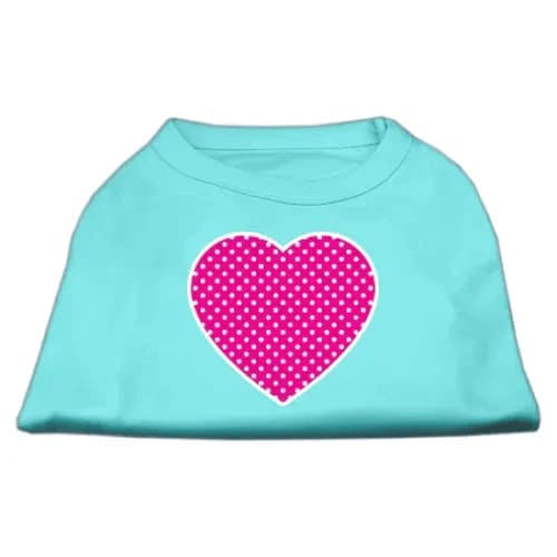 Pink Swiss Dot Heart Screen Print Pet Shirt - Screen Print