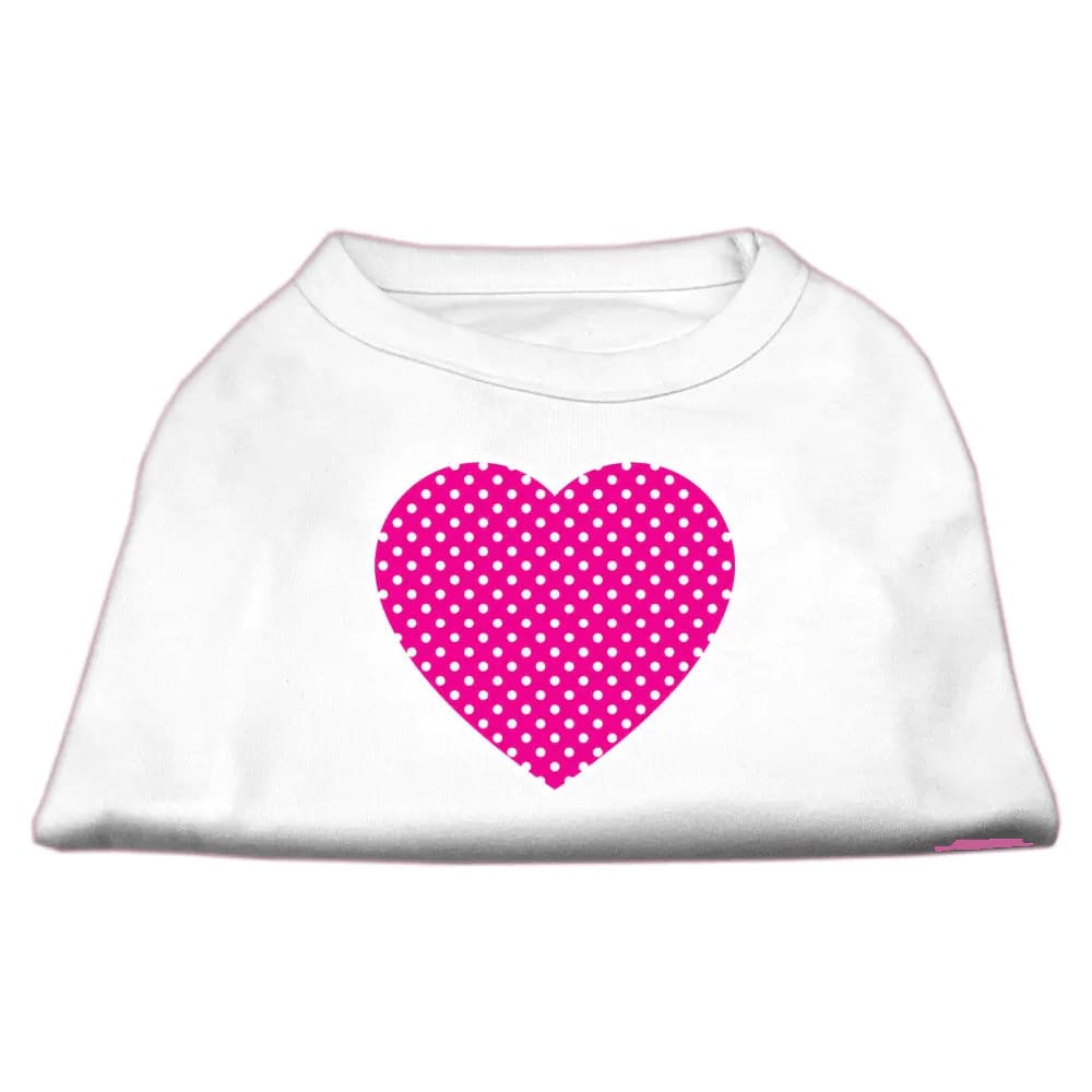 Pink Swiss Dot Heart Screen Print Pet Shirt - Screen Print