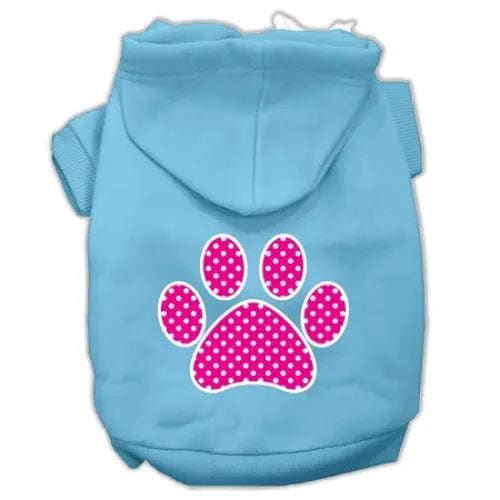 Pink Swiss Dot Paw Screen Print Pet Hoodies - Screen Print