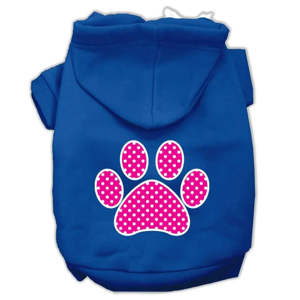 Pink Swiss Dot Paw Screen Print Pet Hoodies - Screen Print