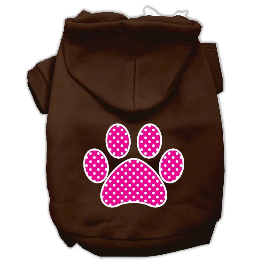 Pink Swiss Dot Paw Screen Print Pet Hoodies - Screen Print