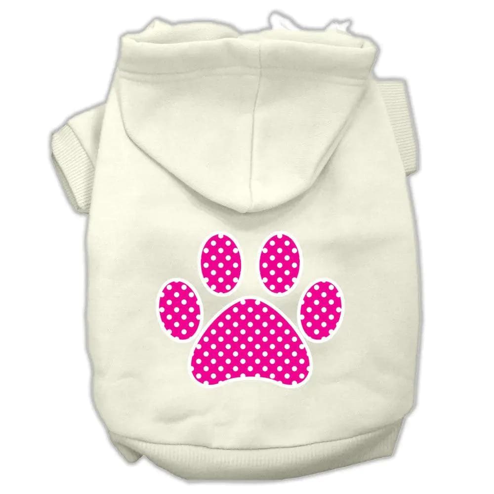 Pink Swiss Dot Paw Screen Print Pet Hoodies - Screen Print