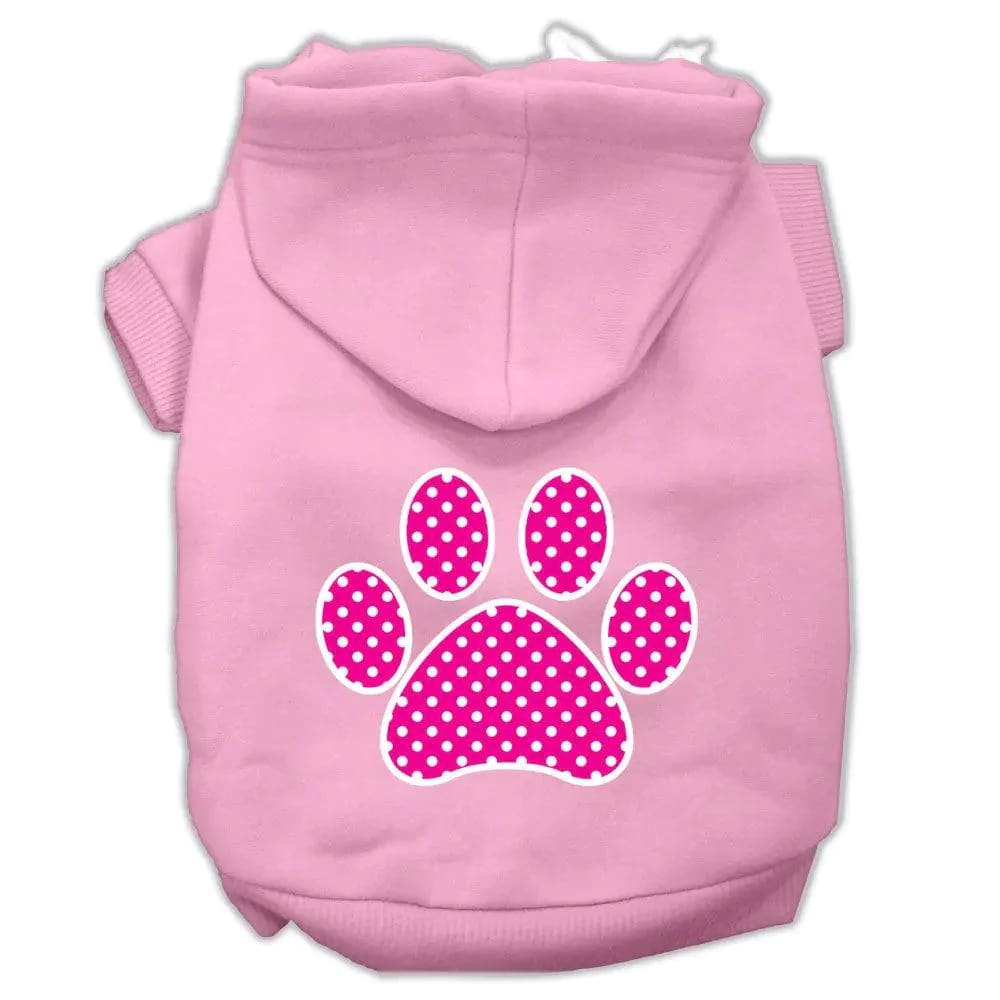 Pink Swiss Dot Paw Screen Print Pet Hoodies - Screen Print