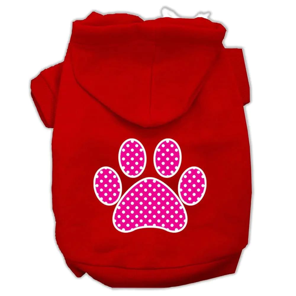 Pink Swiss Dot Paw Screen Print Pet Hoodies - Screen Print