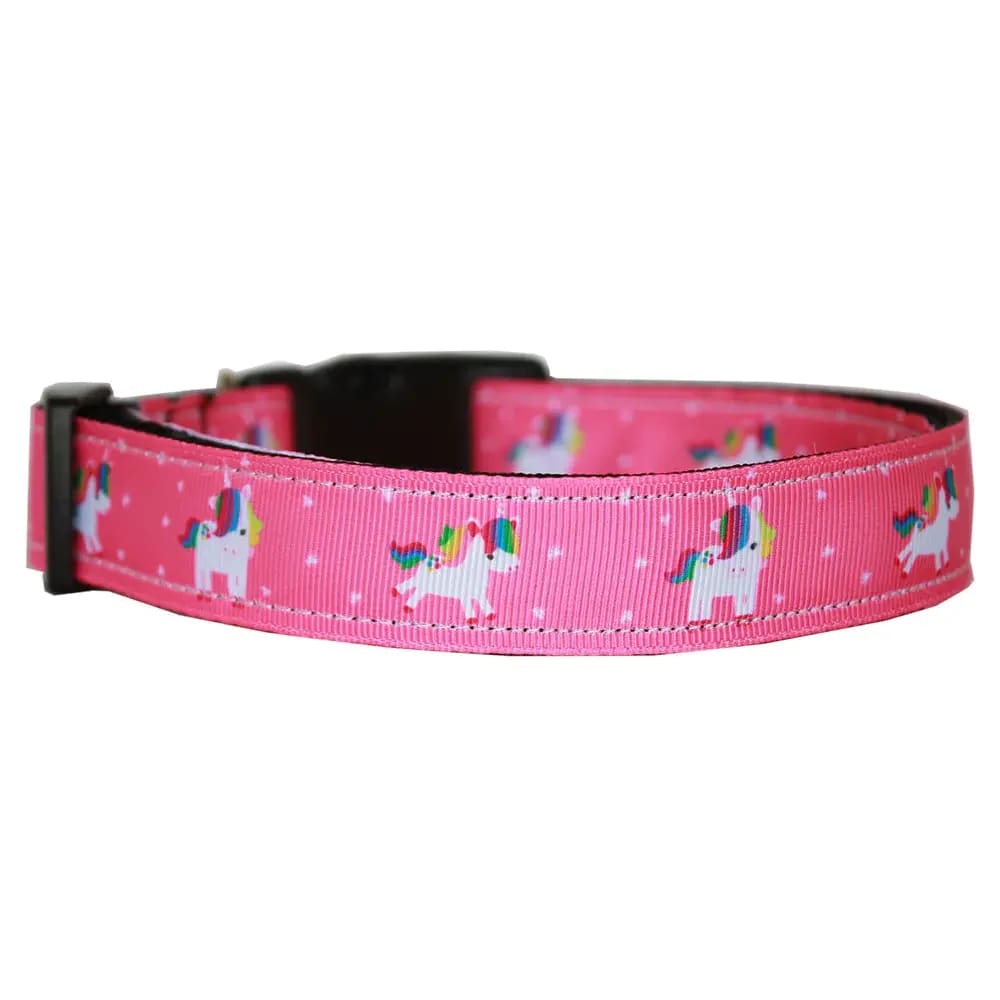 Pink Unicorn Nylon Dog Collar & Leash - Dog Collars - Nylon